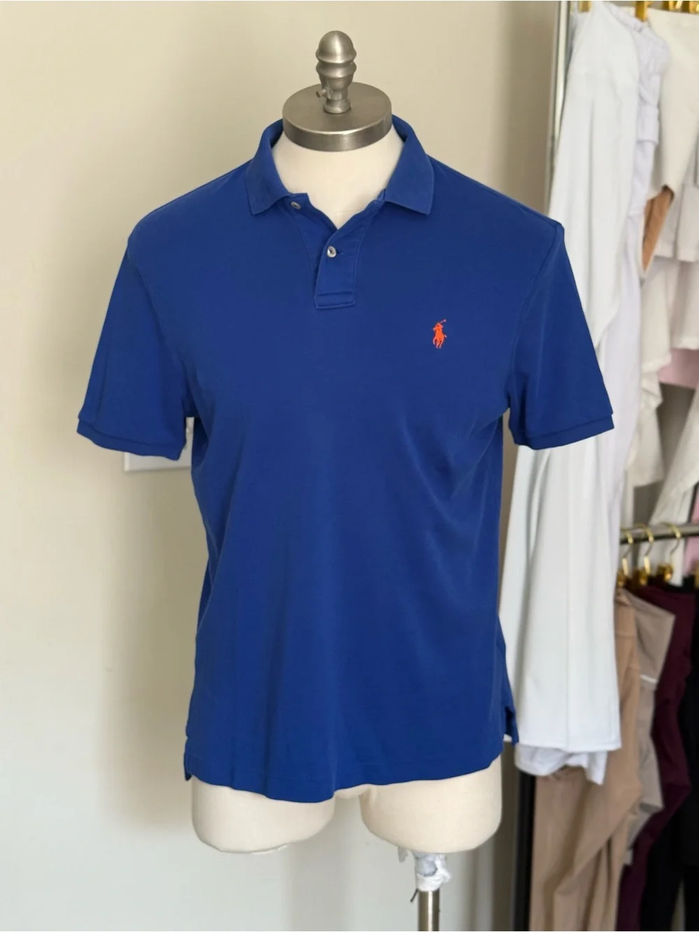 Ralph Lauren Mens Royal Blue Polo with Orange Pony